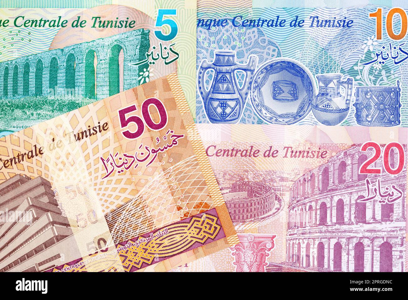 Monnaie tunisienne - nouvelle série de billets Banque D'Images