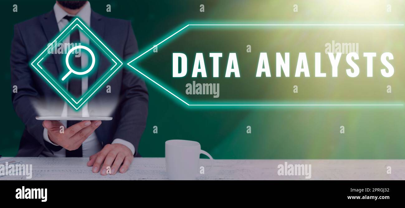 Légende présentant les analystes de données, Business Idea Programmer Design et Create Report identifie les modèles Banque D'Images