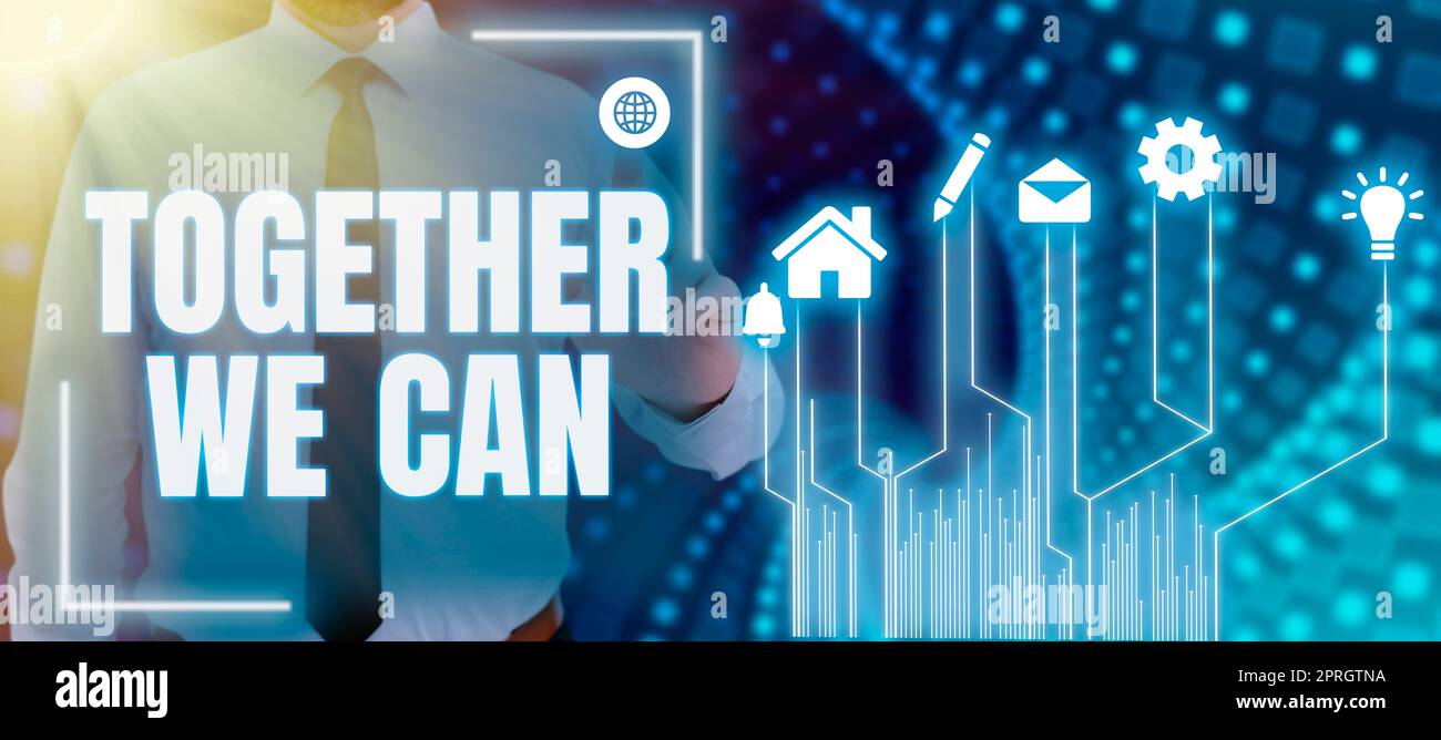Affichage conceptuel ensemble nous CAN. Un mot écrit sur Unity peut rendre tout possible un groupe puissant Banque D'Images