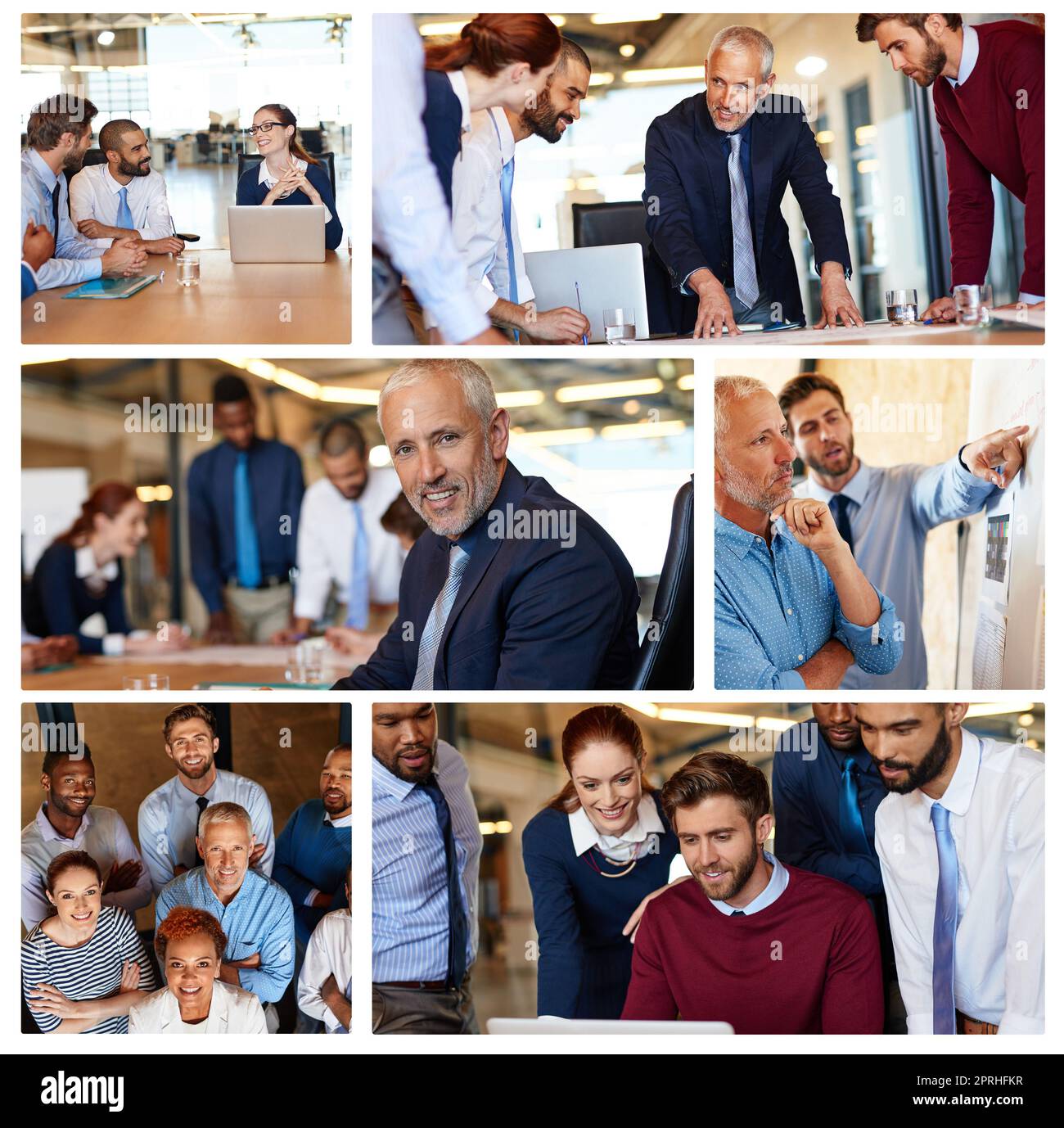 C'est une équipe qui se concentre sur la réussite. Image composite des hommes d'affaires travaillant au bureau. Banque D'Images