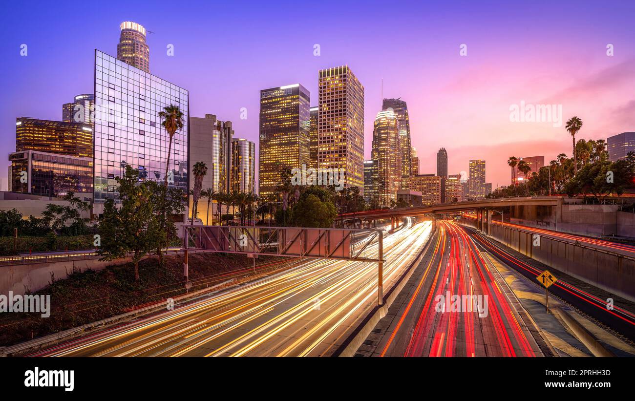 heure de pointe à los angeles après le coucher du soleil Banque D'Images
