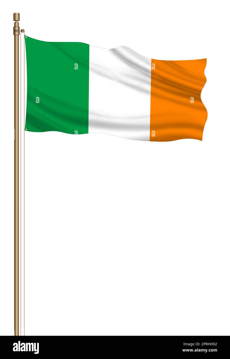 3D drapeau de l'Irlande sur un pilier Banque D'Images