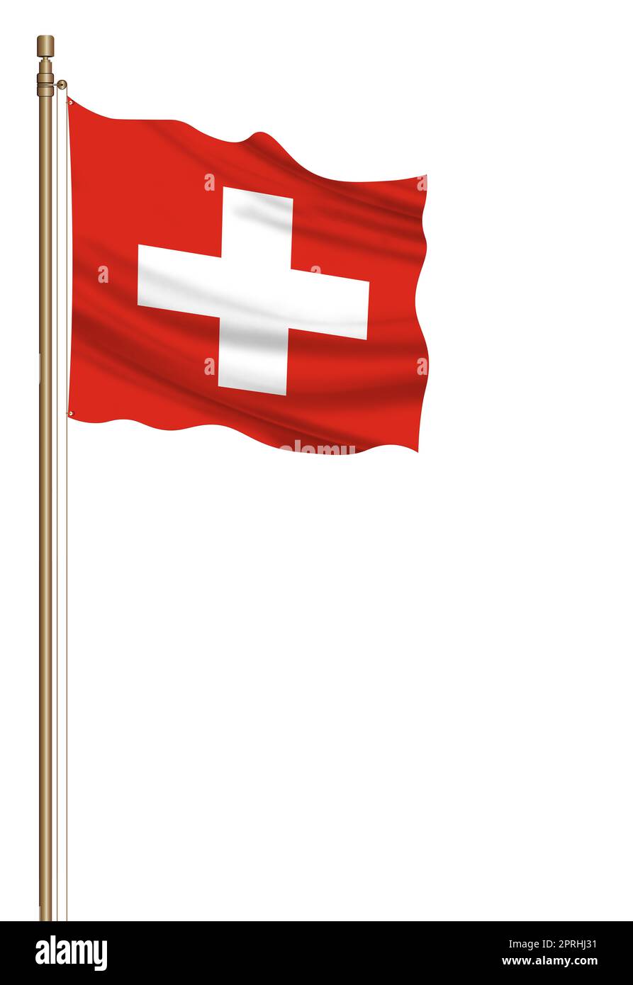 3D drapeau de la Suisse sur un pilier Banque D'Images