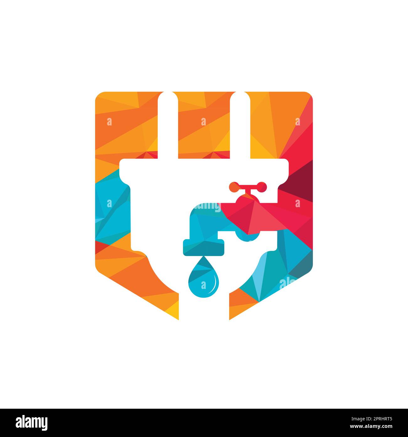 Conception du logo de plomberie et de service électrique. Cordon avec motif icône de robinet d'eau. Illustration de Vecteur