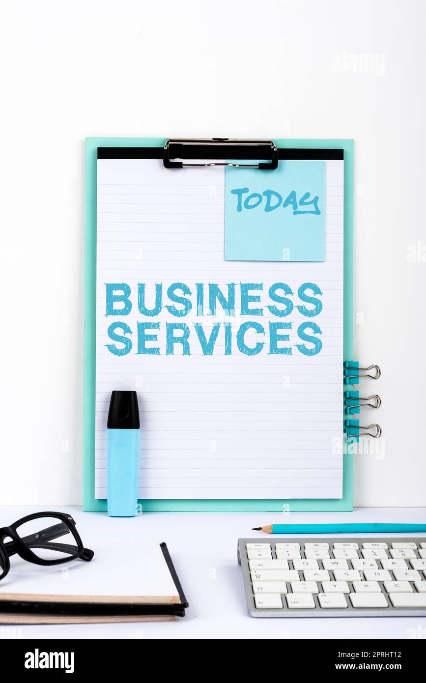 Écriture manuscrite Services aux entreprises Provide des produits intangibles Comptabilité INFORMATIQUE. Word for fournit des produits intangibles Bookgaring IT Accounting Banque D'Images