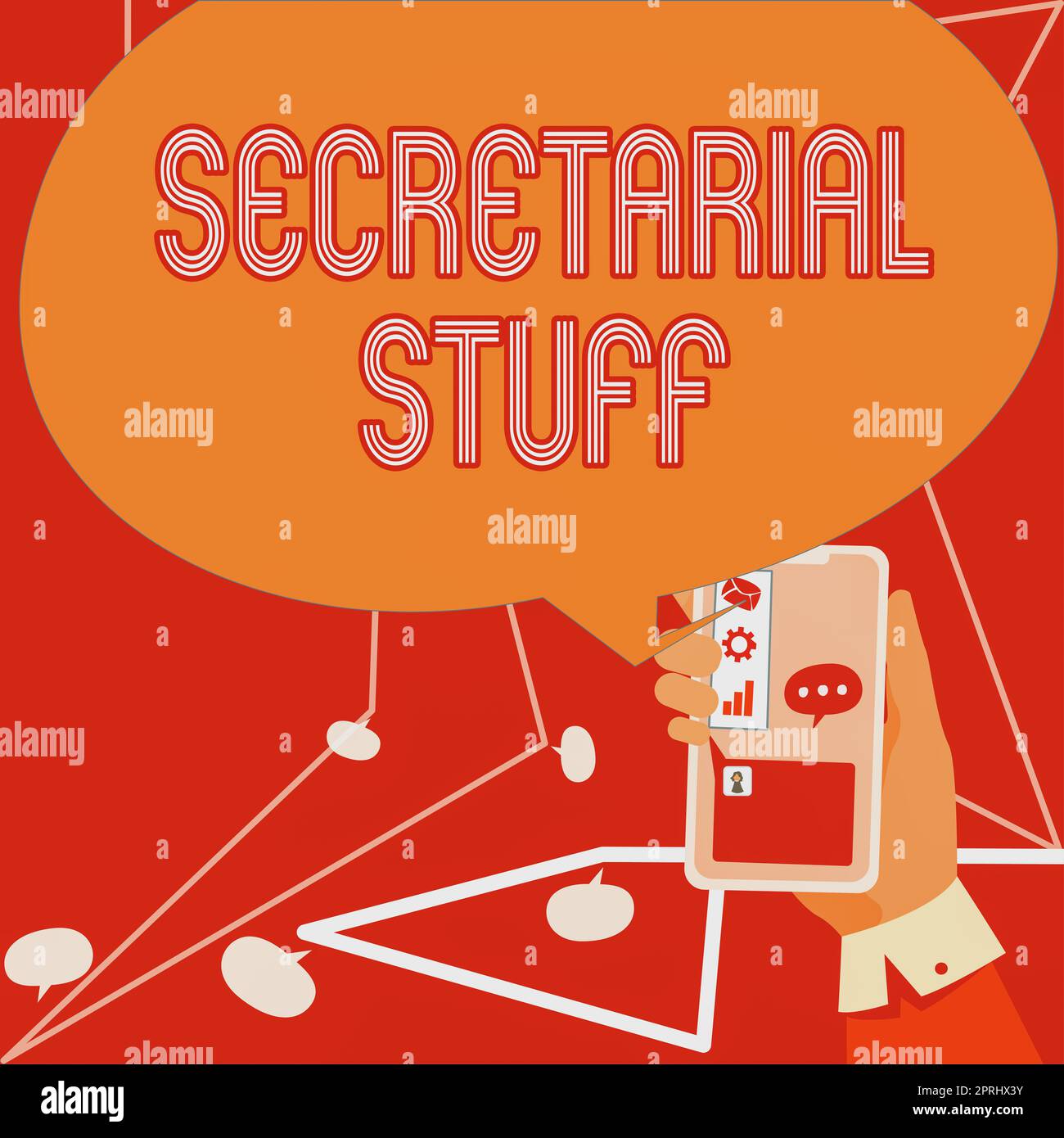 Panneau affichant les biens appartenant à Secretarial StuffSecretary et appartenant à un assistant personnel. Mot pour la secrétaire biens appartenant à l'assistant personnel Banque D'Images