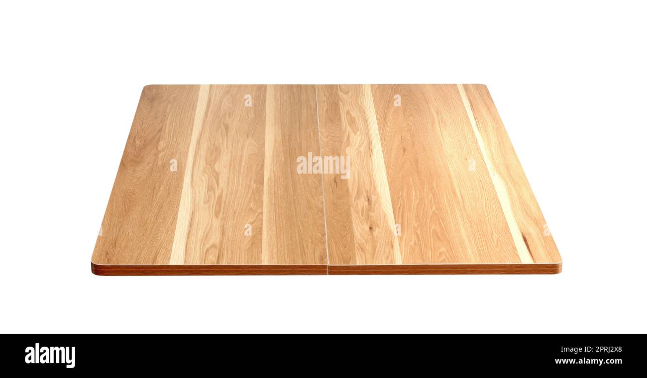 Plateau de table en bois marron vide isolé sur fond blanc Banque D'Images