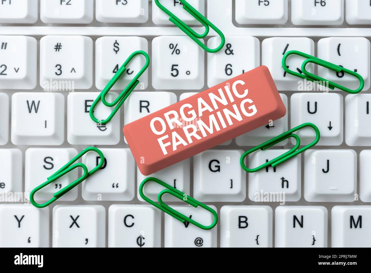 Texte montrant l'inspiration Organic Farmingan système agricole intégré qui s'efforce de la durabilité. Internet concept un système agricole intégré qui s'efforce de la durabilité Banque D'Images Texte montrant l'inspiration Organic Farmingan système agricole intégré qui s'efforce de la durabilité. Internet concept un système agricole intégré qui s'efforce de la durabilité Banque D'Images