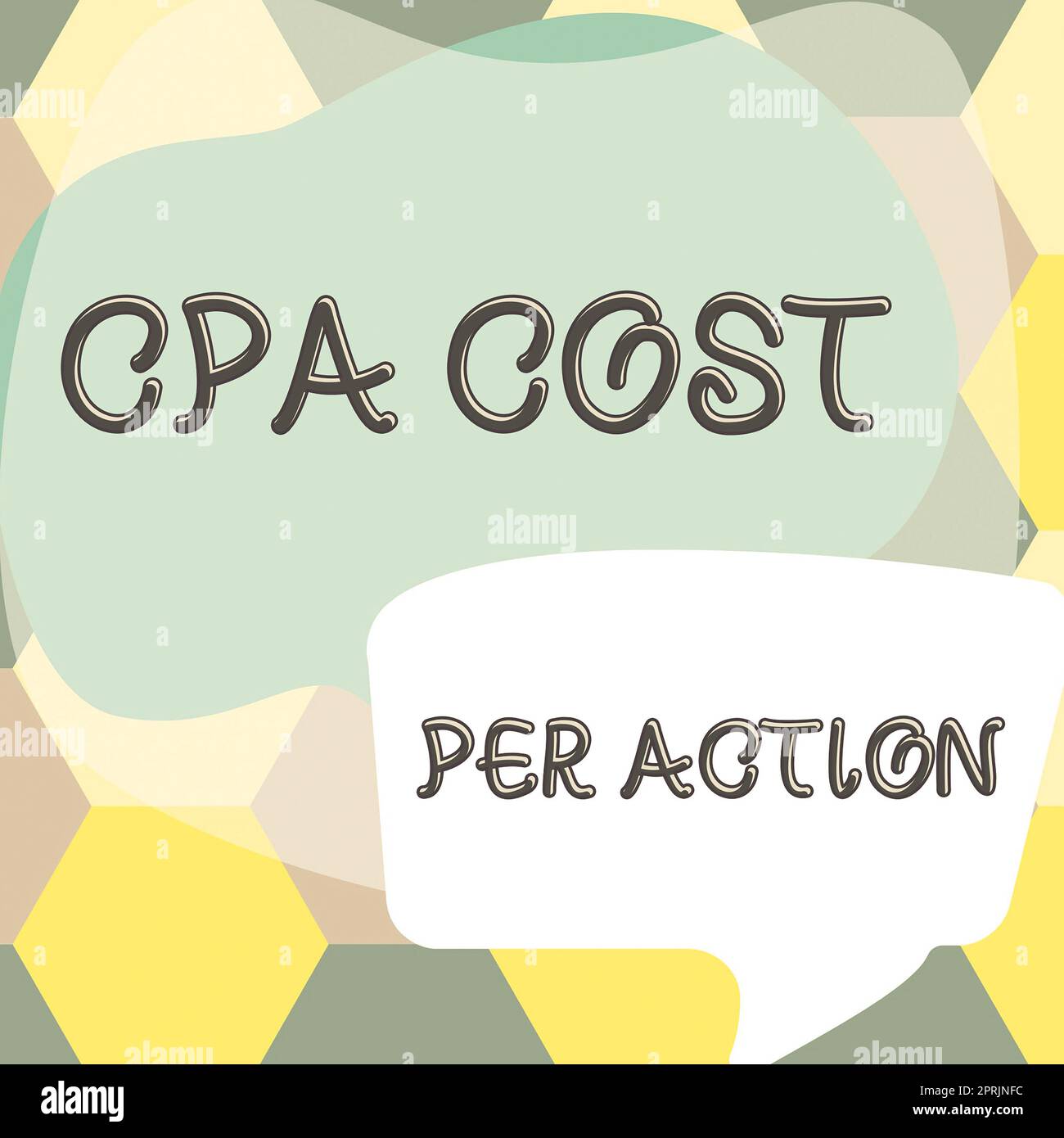 Affichage conceptuel coût CPA par ActionCommission payé lorsque l'utilisateur clique sur un lien affilié. Commission d'approche d'entreprise payée lorsque l'utilisateur clique sur un lien d'affiliation Banque D'Images