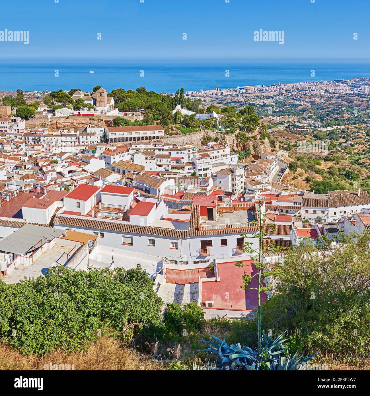 Mijas - la vieille ville d'Andalousie, Espagne. La belle ville de montagne de Mijas, Andalousie, Espagne. Banque D'Images