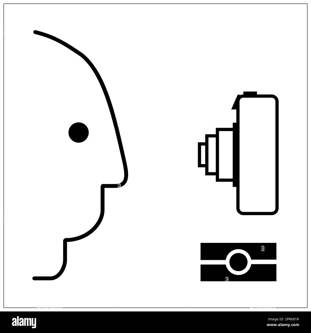 Signe de reconnaissance faciale biométrique ISO 7001 Banque D'Images