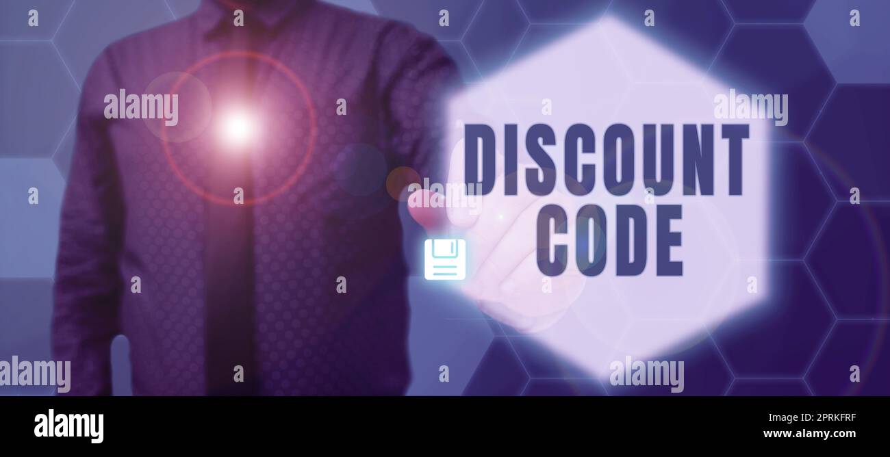 Signature manuscrite Code de réduction, mot pour pour réduire le prix d'un produit avec un bon personnalisé Banque D'Images