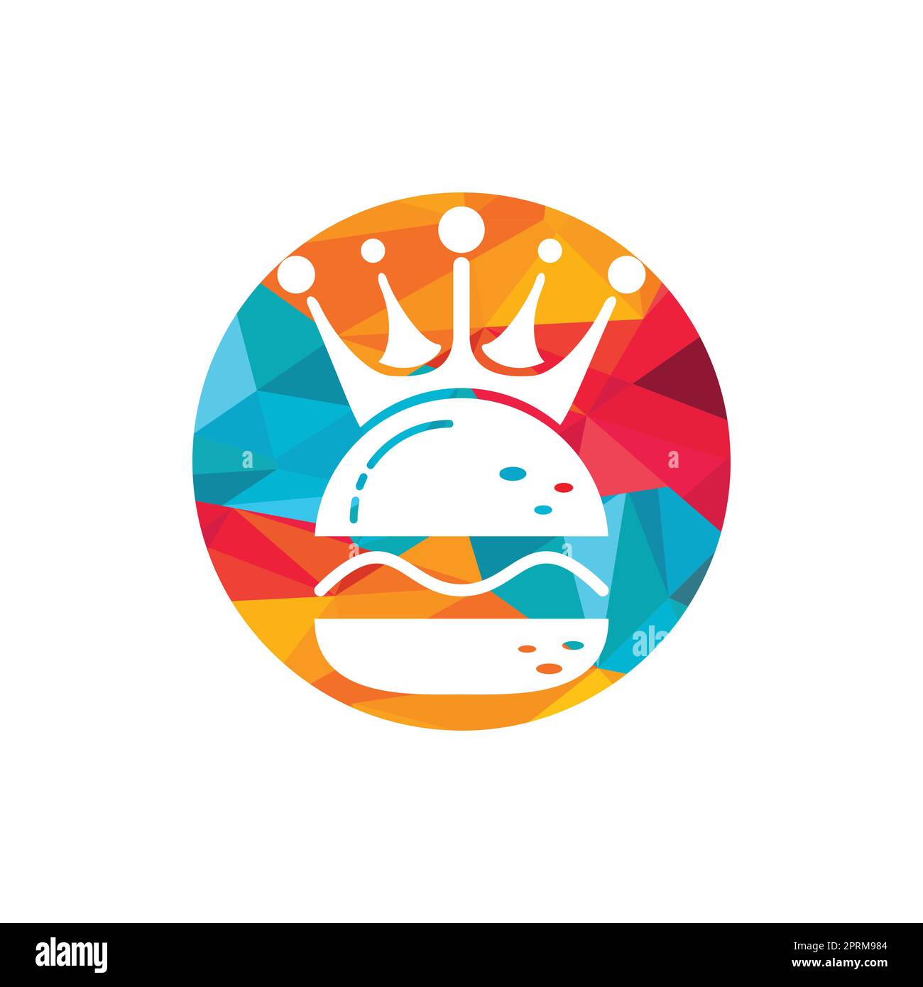 Logo Burger King Vector. Concept de Burger avec logo représentant une couronne. Illustration de Vecteur