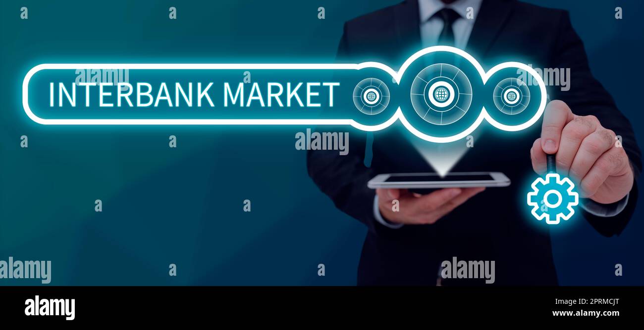 Texte d'écriture marché interbancaire, Internet concept de la méthode bancaire que les transactions effectuées électroniquement Banque D'Images