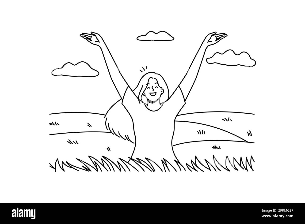 Femme souriante se sentant optimiste en été Illustration de Vecteur