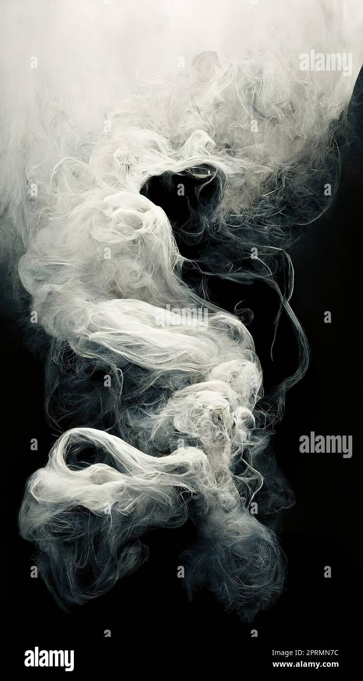 fumée blanche isolée sur fond noir Banque D'Images
