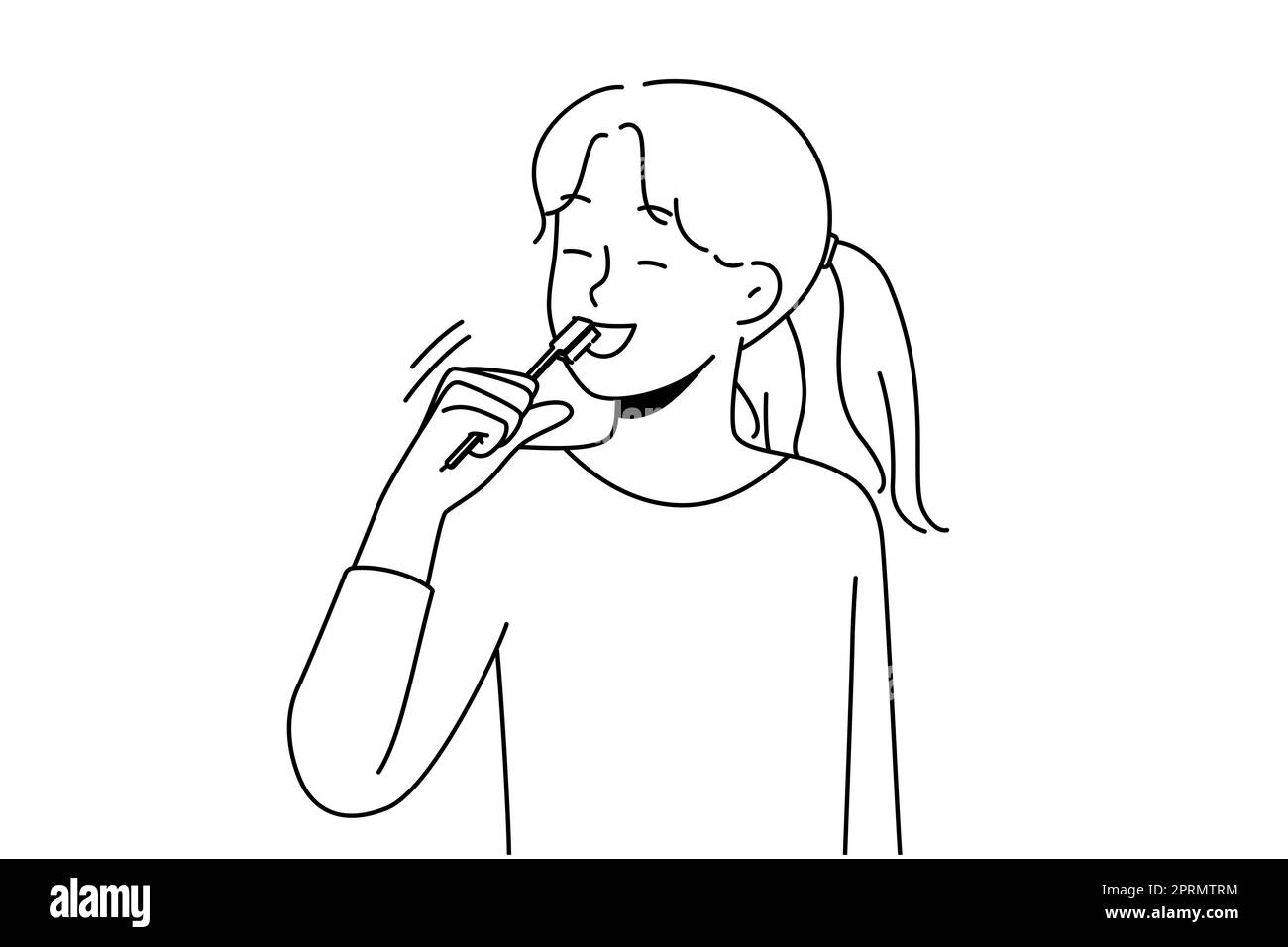 Une fille souriante se brossant les dents Illustration de Vecteur