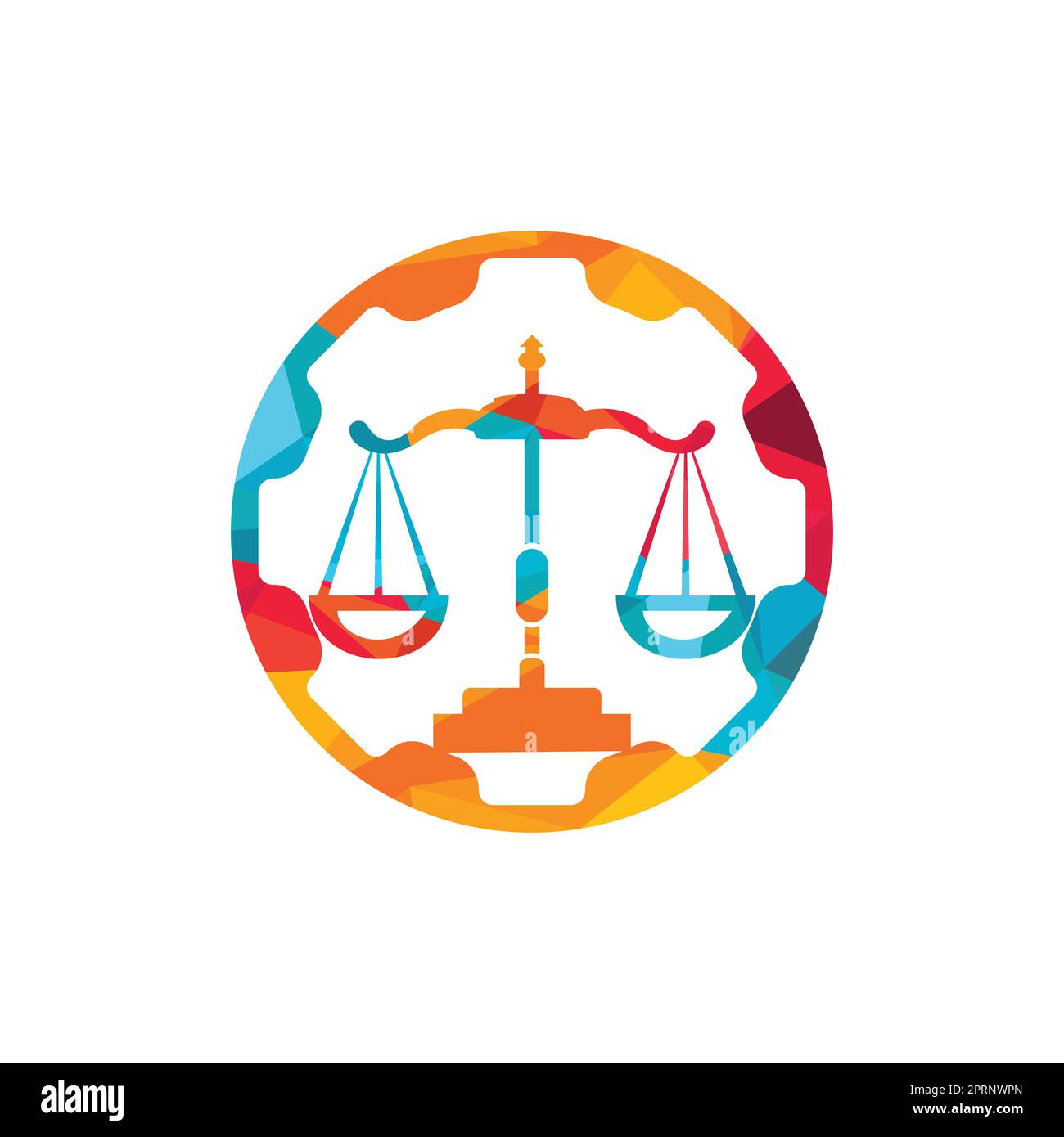 Concept de conception de logo vectoriel d'un cabinet de droit industriel. Cabinet d'avocats avec modèle de conception de logo d'engrenage. Illustration de Vecteur