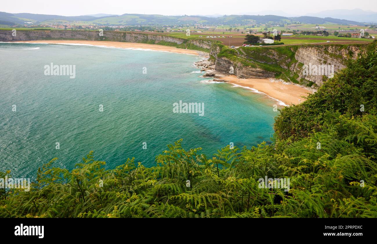 Playa de Langre de la Camino de Santiago (Camino del Norte). Banque D'Images