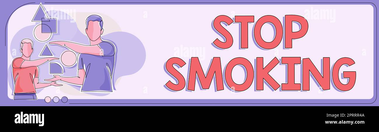 Légende conceptuelle cesser de fumer. Vitrine d'affaires qui interrompt ou arrête l'usage de la dépendance au tabac Banque D'Images
