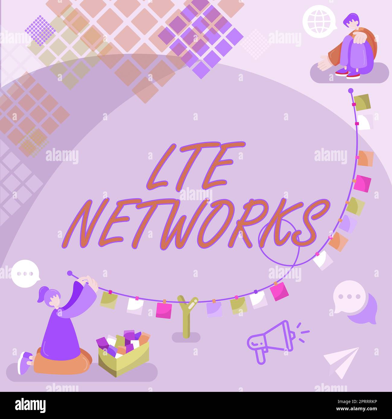 Légende conceptuelle réseaux LTE. Mot pour une connexion réseau la plus rapide disponible pour les communications sans fil Banque D'Images
