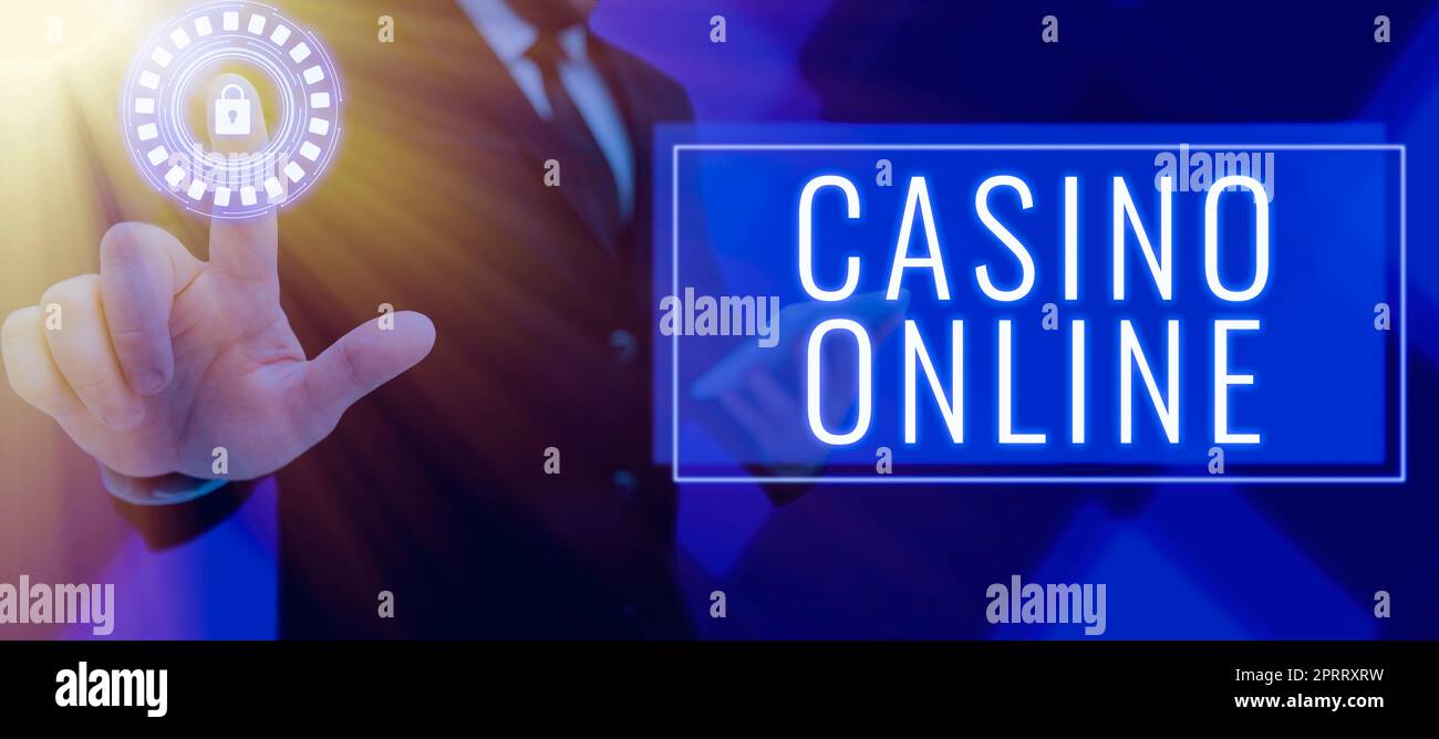 Texte montrant inspiration Casino en ligne. Mot écrit sur le jeu de poker d'ordinateur Gamble Royal Bet Lotto enjeux élevés Banque D'Images