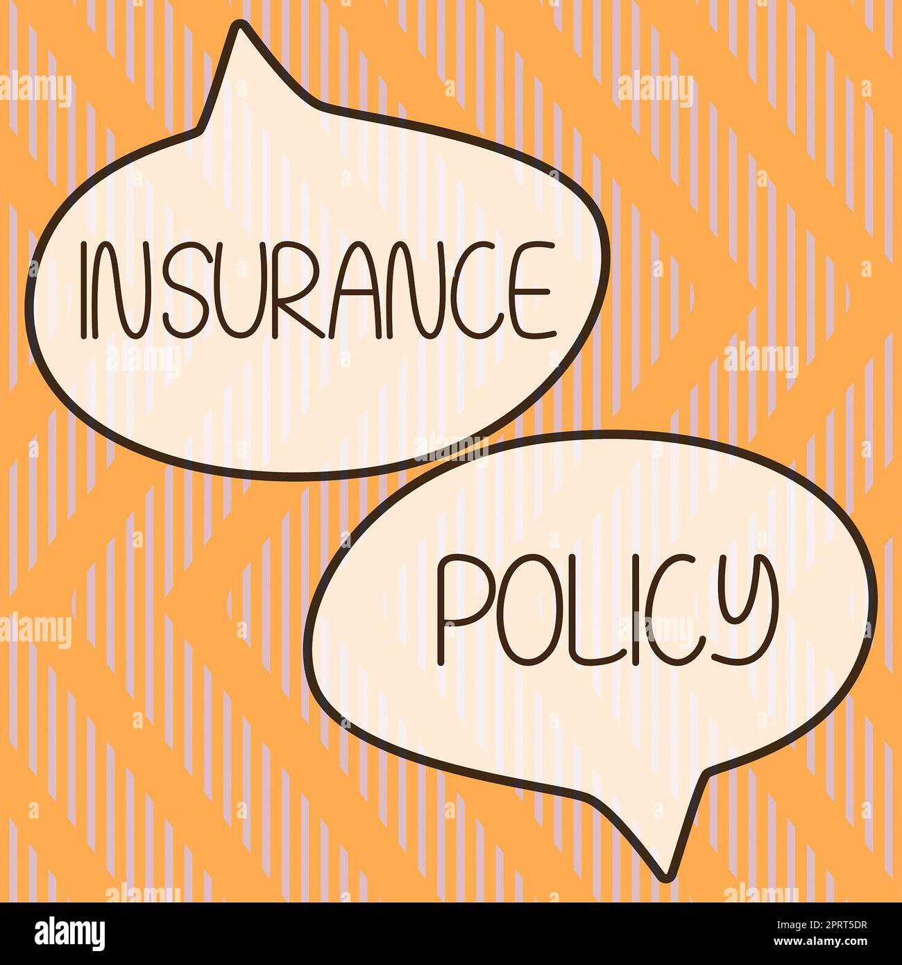 Légende conceptuelle police d'assurance, concept d'entreprise coût de la dette qui s'est produite pendant une période de temps femme portant des lunettes VR et pointant sur Banque D'Images