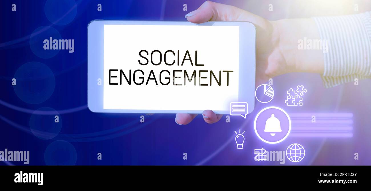 Texte montrant l'inspiration social EngagementDegree d'engagement dans une communauté ou une société en ligne. Mot pour degré d'engagement dans une communauté ou une société en ligne Banque D'Images
