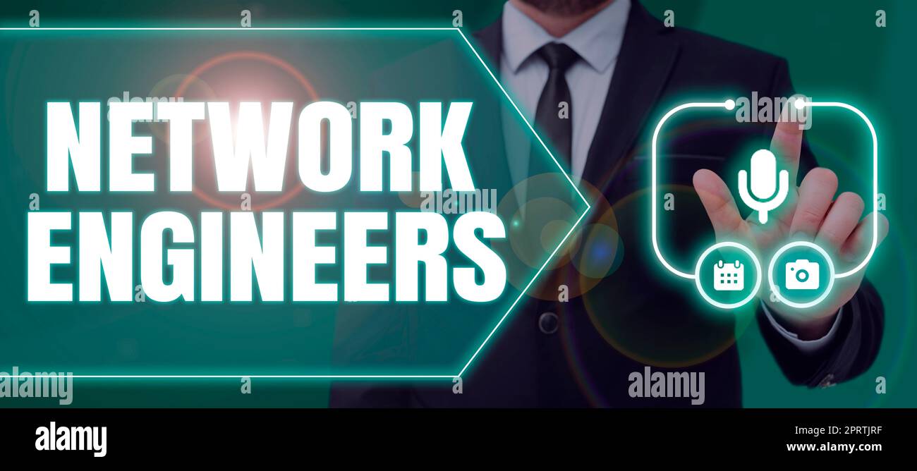Affiche présentant Network EngineersTechnology Professional qualifié dans le système informatique. Approche d'affaires professionnel de la technologie qualifié dans le système informatique Banque D'Images