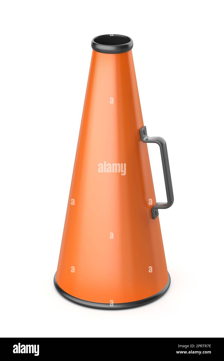 Mégaphone de style ancien sur fond blanc Banque D'Images