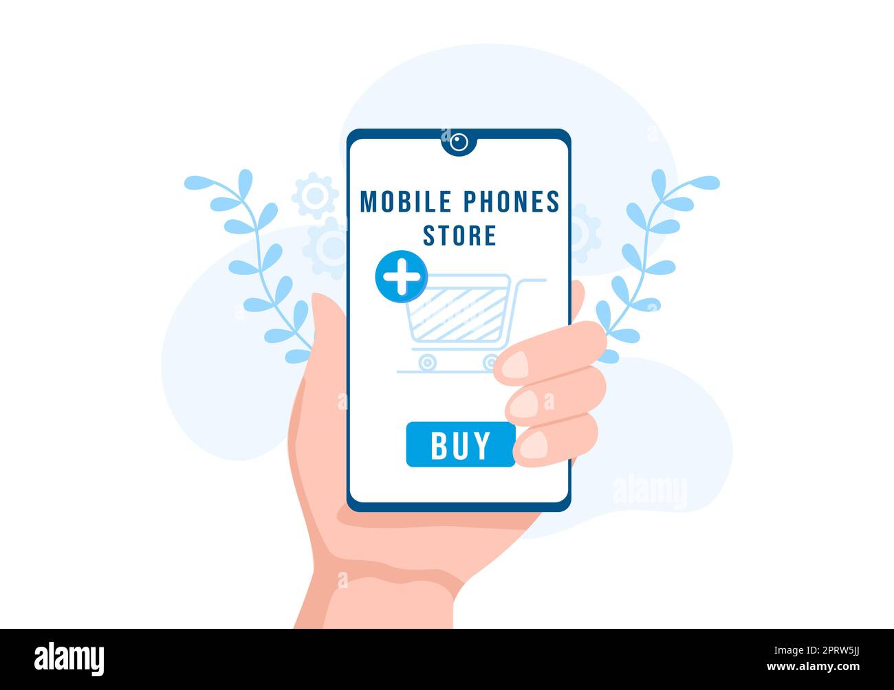 Modèle de magasin de téléphone portable dessin main dessin animé dessin animé dessin animé Illustration plate avec des modèles de téléphones, des tablettes, des gadgets de vente au détail, d'autres appareils et accessoires Banque D'Images