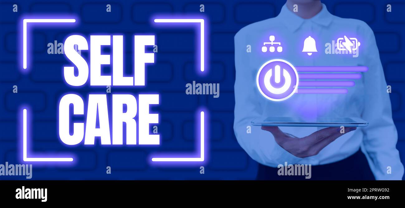 Écriture de texte Self Care, Word pour donner du confort à votre propre corps sans consultant professionnel Banque D'Images