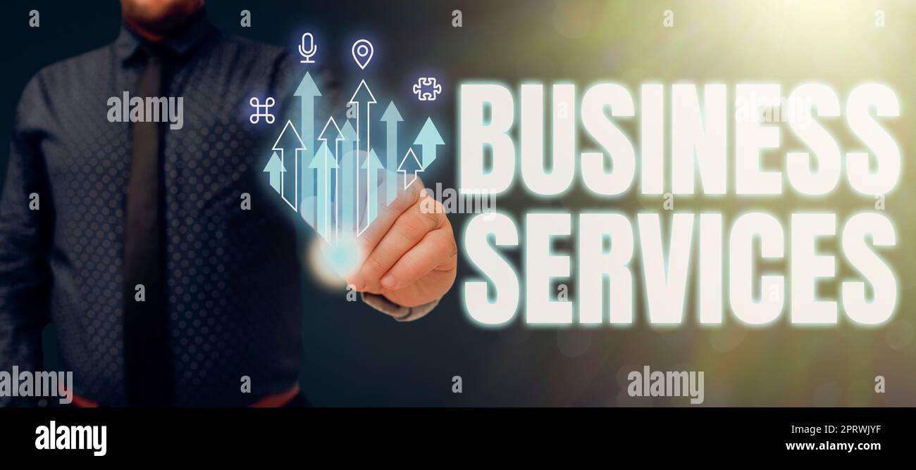 Affiche les Services aux entreprises Provide des produits intangibles Comptabilité INFORMATIQUE. Word for fournit des produits intangibles Bookgaring IT Accounting Banque D'Images