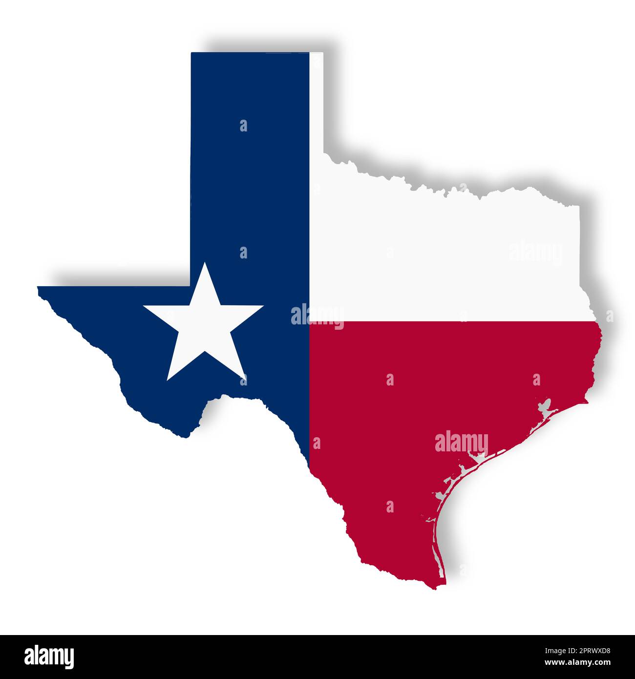 Une carte du Texas sur fond blanc avec illustration du chemin d'écrêtage 3D Banque D'Images