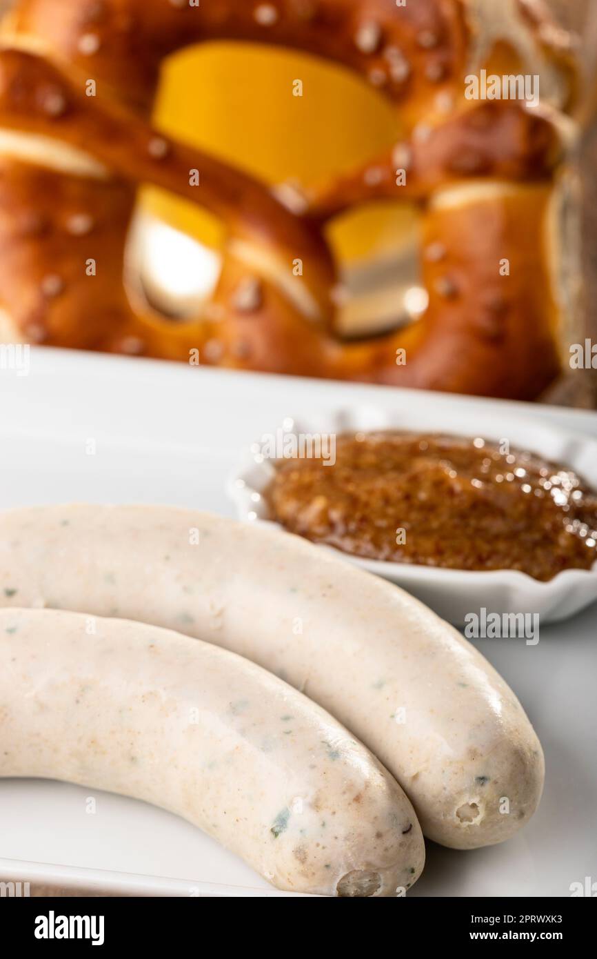 Saucisses blanches de Bavière Banque D'Images