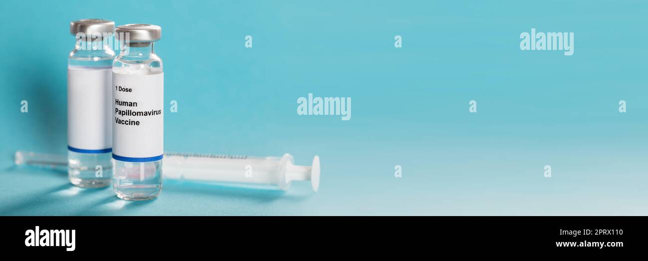 Vaccin contre le virus du papillome humain en flacons avec seringue Banque D'Images