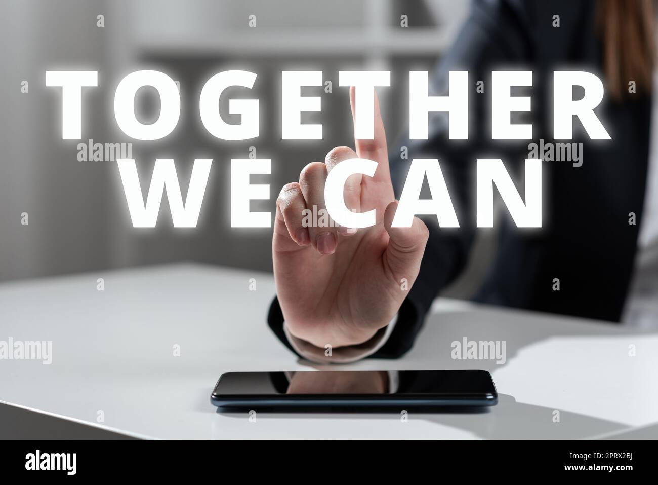 L'affichage conceptuel ensemble nous CanUnity peut rendre tout possible un groupe puissant. Concept signifiant unité peut rendre tout possible un groupe puissant Banque D'Images