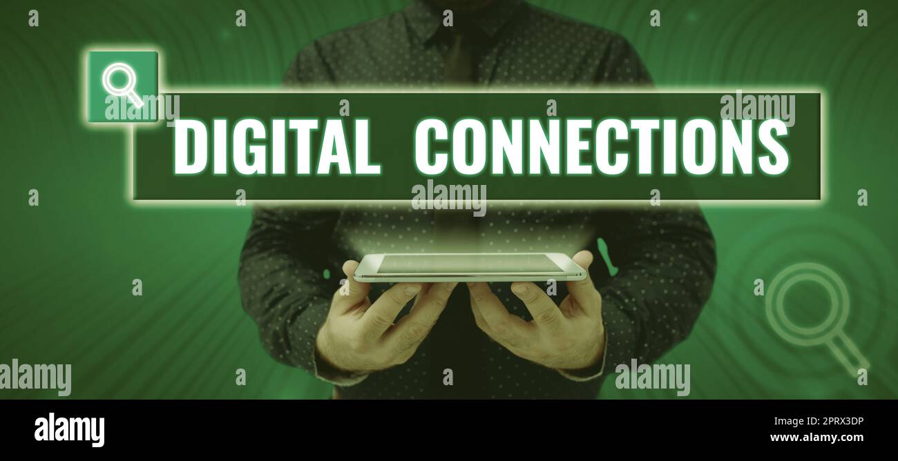 Légende présentant les connexions numériques. Un concept qui signifie des moyens puissants de se connecter en ligne haute Définition mondiale Banque D'Images