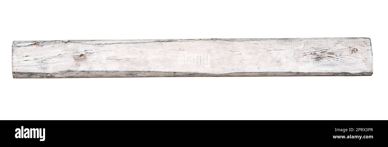 longue planche de bois peinte en blanc isolée Banque D'Images