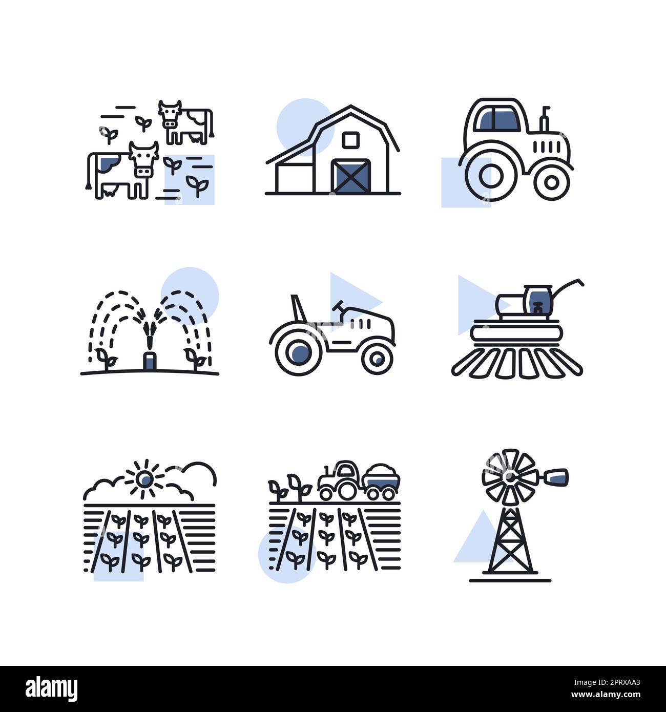 Ensemble d'icônes de champ d'exploitation. Panneau Agriculture Illustration de Vecteur