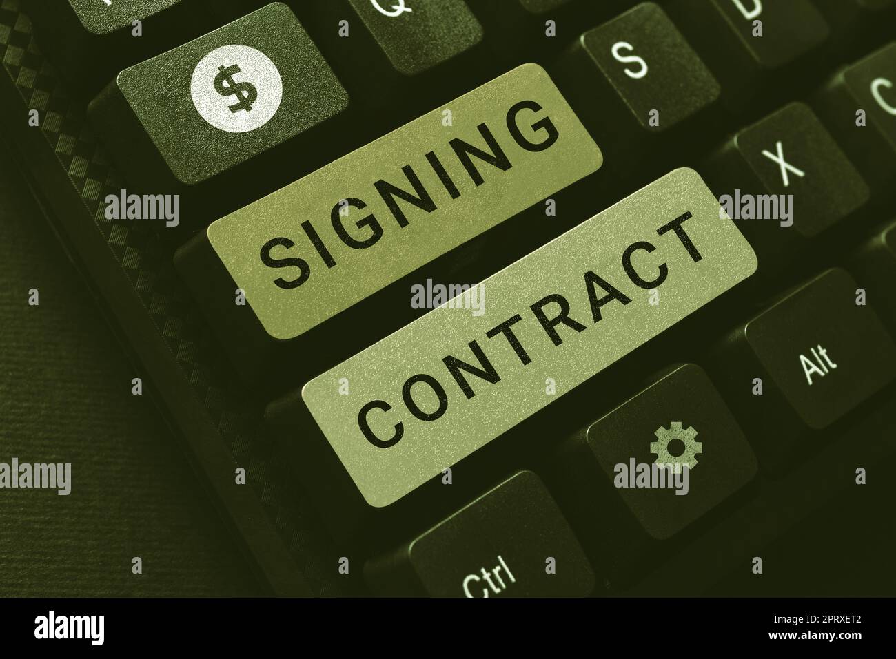Signature affichant le contrat de signature, concept Internet les parties signataires du document acceptent les termes Banque D'Images