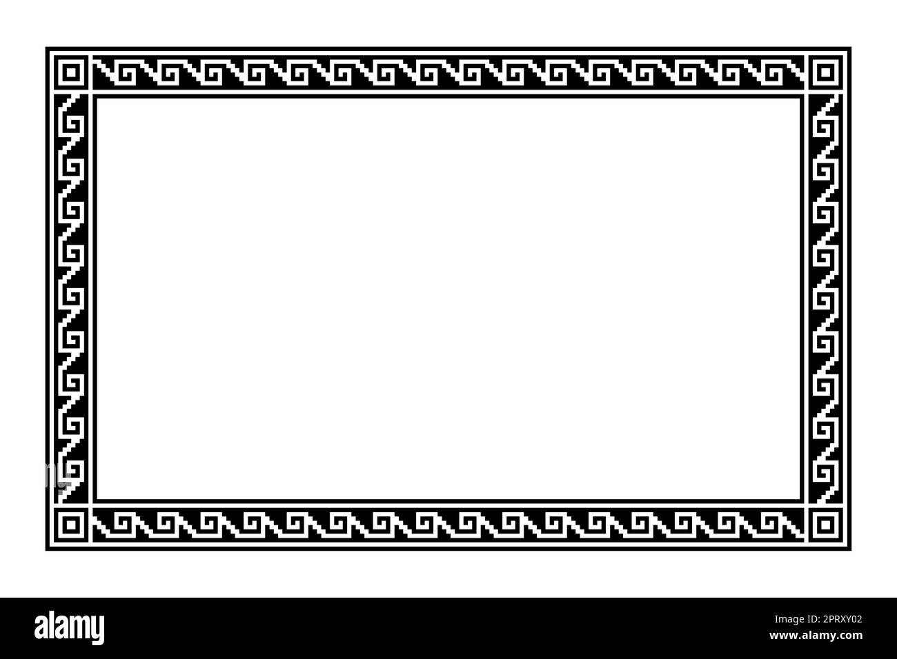 Motif zaztèque à gradins, cadre rectangulaire avec motif méandre Illustration de Vecteur