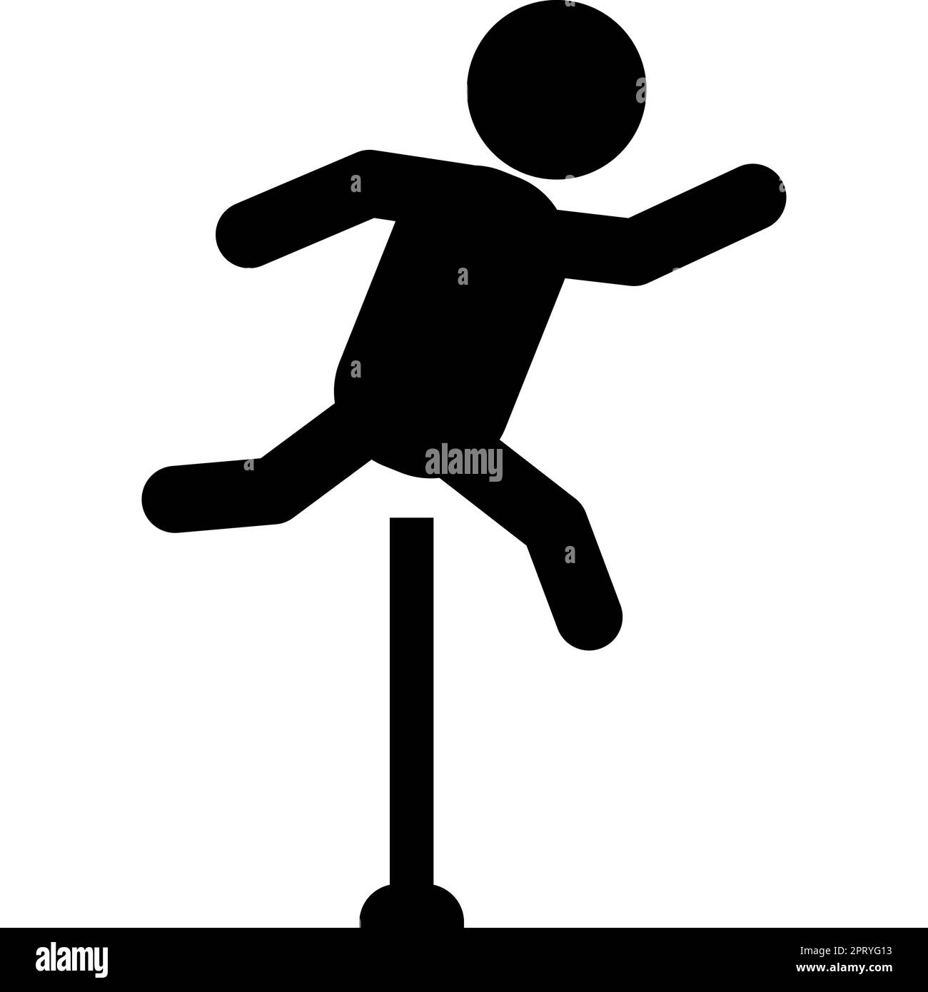 Icône de hurdler sur fond blanc. Homme figure sauter sur le panneau d ...