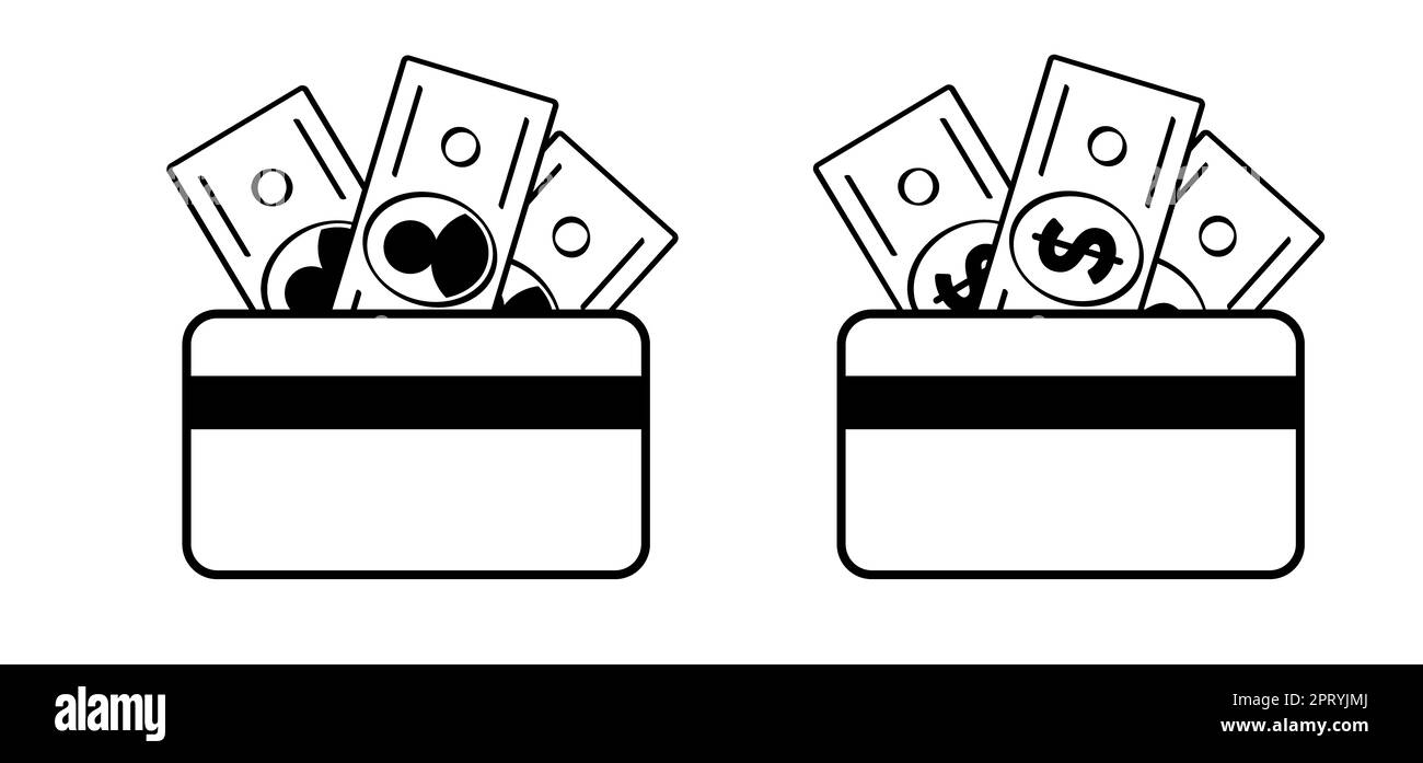 Pot-de-vin pictogramme de paiement. Main de dessin animé tenant une carte de crédit. Carte sans contact. Cartes de paiement. Cartes en plastique, paiements. Portefeuille, argent et main. Banque fi Banque D'Images