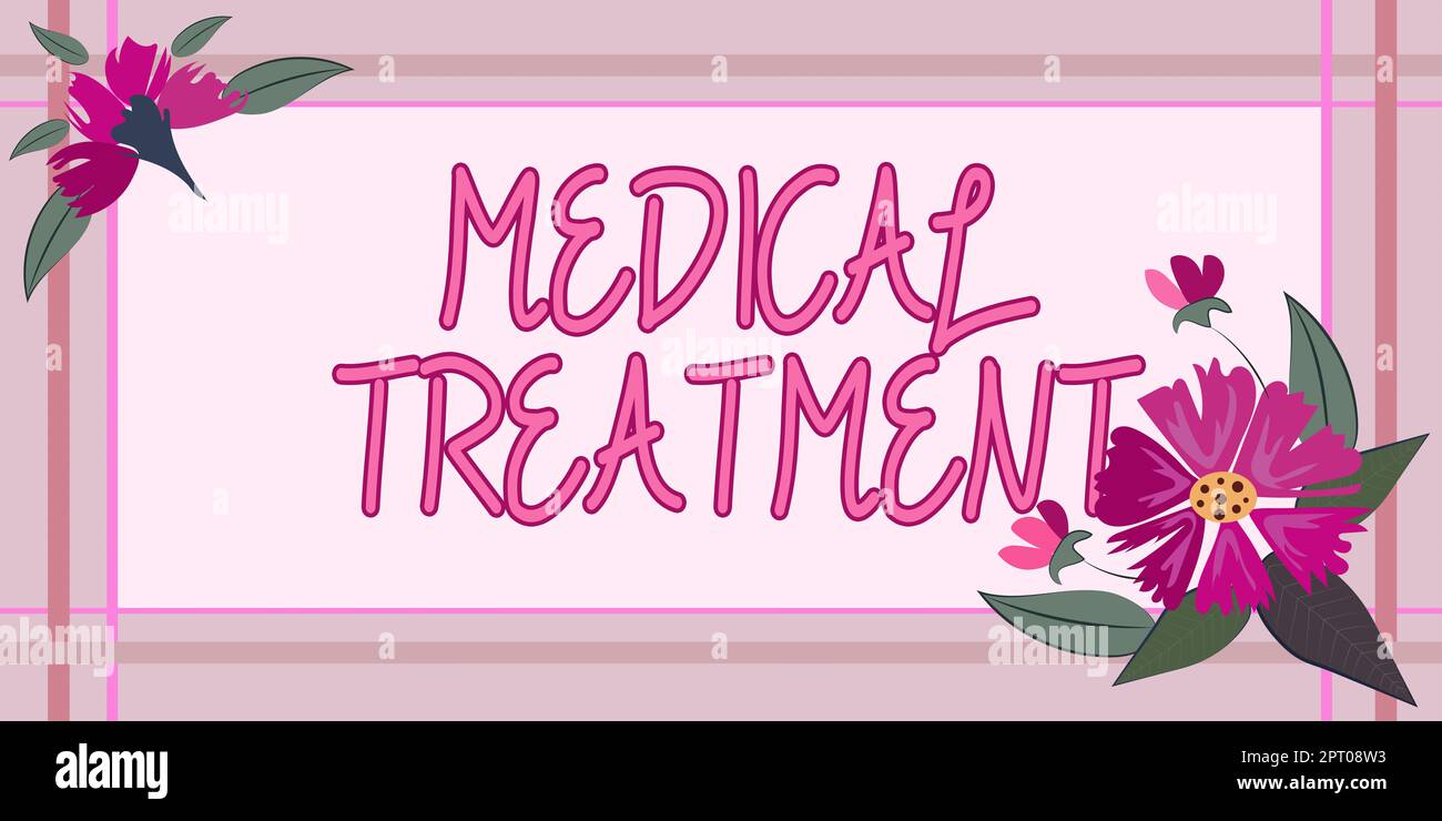 Rédaction affichage de texte traitement médical prise en charge et soins d'un patient pour combattre la maladie, concept signifiant prise en charge et soins d'un patient à comba Banque D'Images