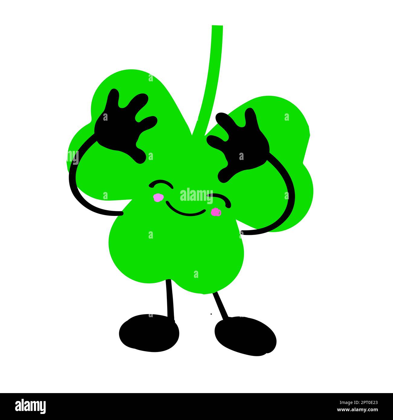 personnage shamrock. Un joli trèfle maliste sur fond blanc. Saint-patrick. Banque D'Images