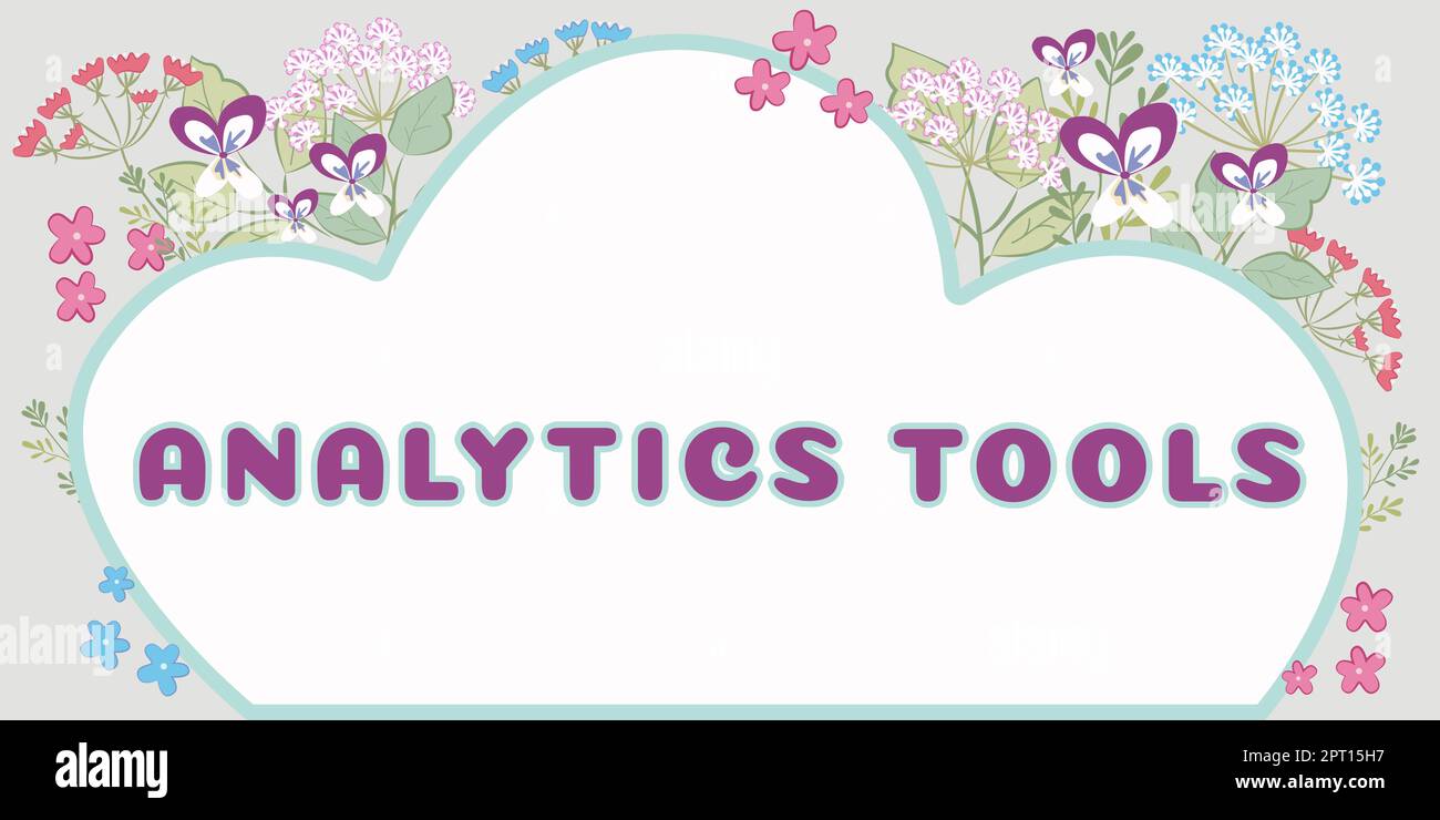 Écriture affichage de texte Outils d'analyse, Business présente des éléments de logiciel d'analyse d'application Web utilisés pour surveiller Banque D'Images