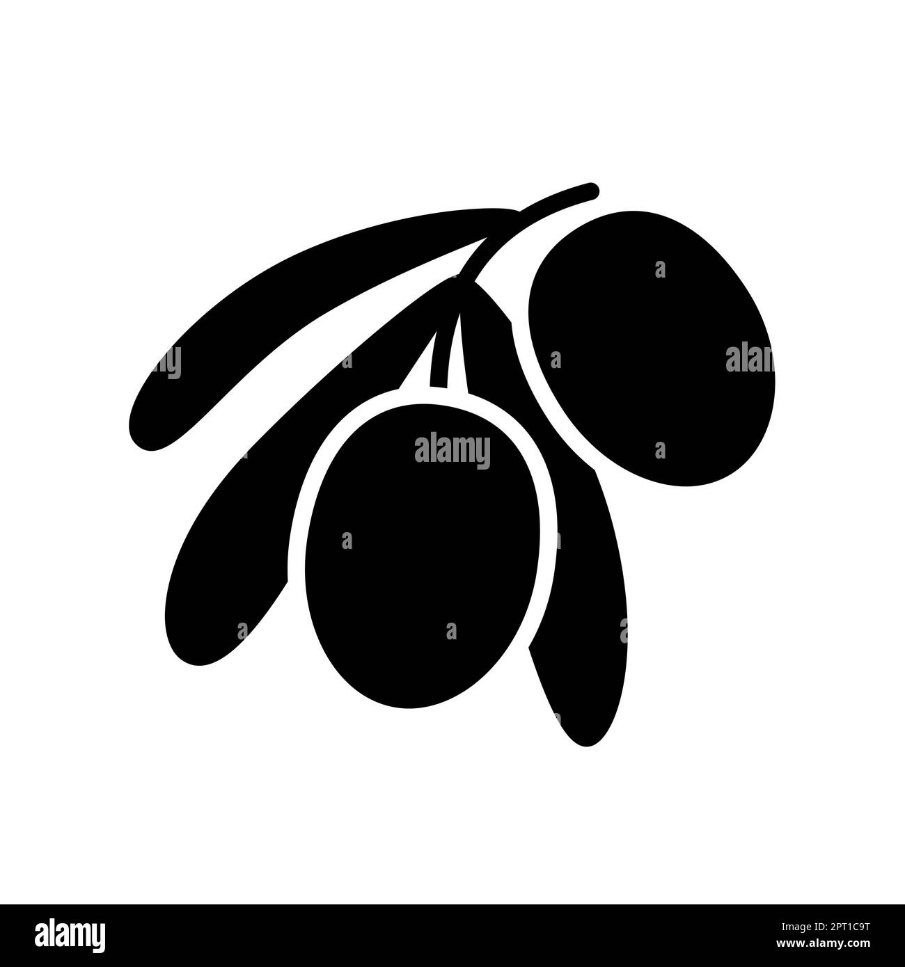 Branche d'olive, feuilles et olives vecteur glyphe icône. Symbole graphique pour le site Web de restauration, la conception d'applications, les applications mobiles et les médias imprimés, le logo, l'interface utilisateur Banque D'Images