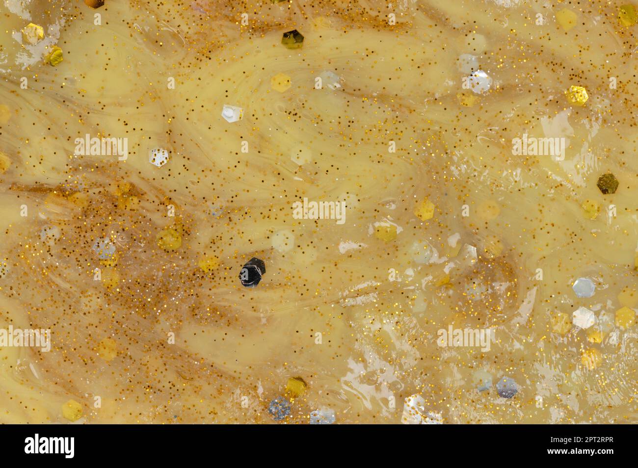 Macro d'arrière-plan en slime or abstrait vue rapprochée Banque D'Images