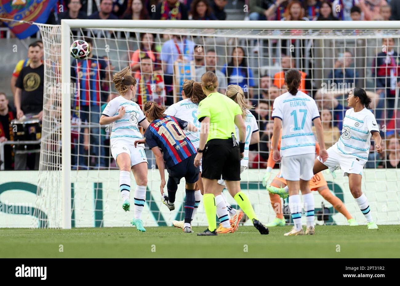 Caroline Graham Hansen, de Barcelone, prend de l'ampleur lors de la demi-finale de l'UEFA Women's Champions League, deuxième match au Spotify Camp Nou à Barcelone, en Espagne. Date de la photo: Jeudi 27 avril 2023. Banque D'Images